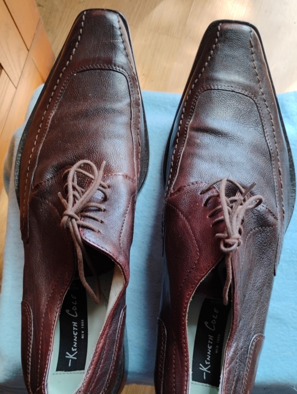 Kenneth Cole Men’s Dark Brown Leather Lace-Up Dress Oxfords Made In Italy